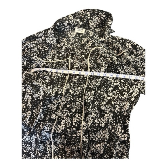 Unique Vintage Size 1X/16 button down floral blouse with contrast piping - Picture 5 of 7